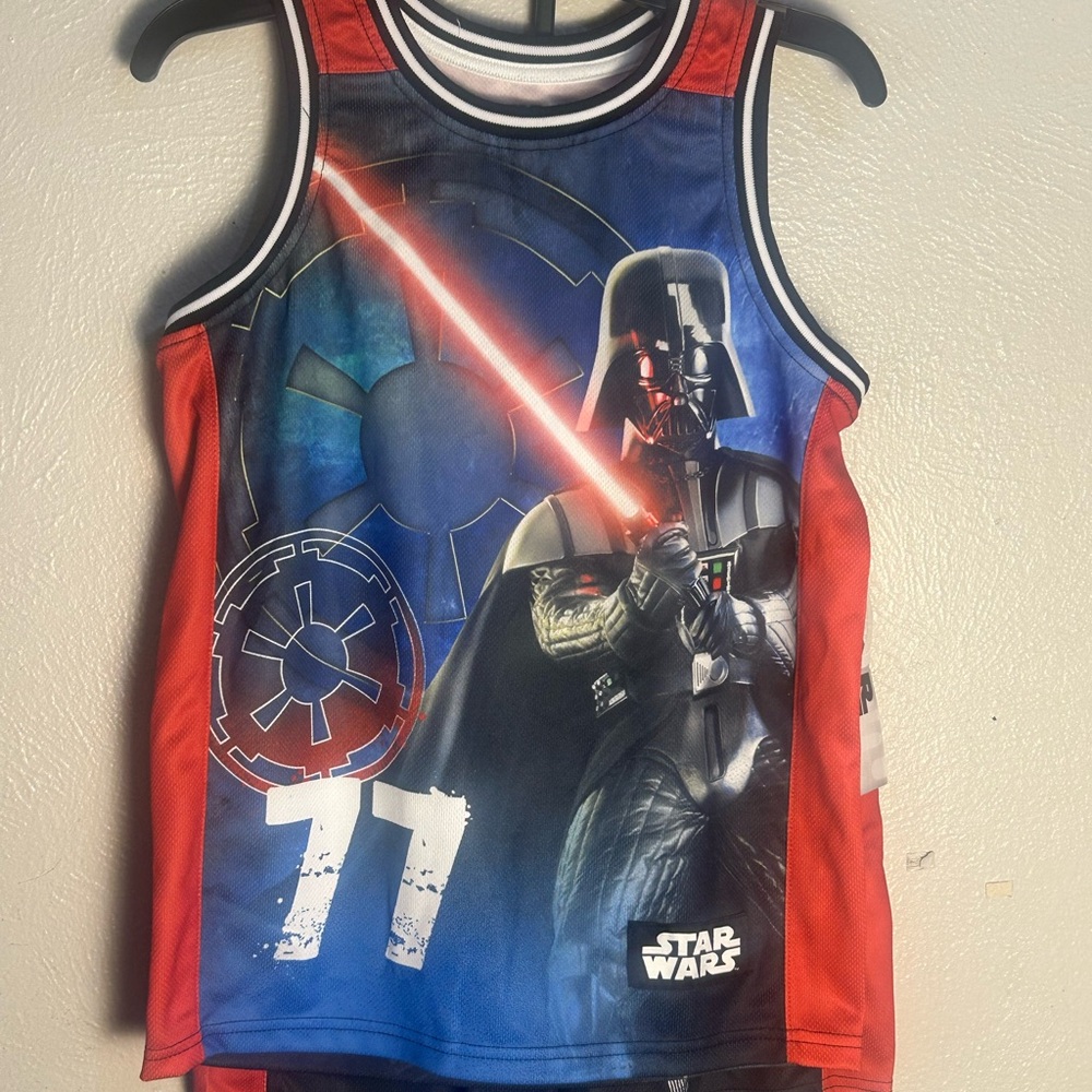 Star Wars Kids Tank Top with Darth Vader Graphic - Blue & Red